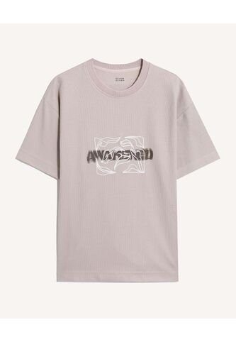 Camiseta Relaxed Estampada  Para Hombre Taupe Seven Seven Seven Seven