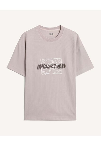 Camiseta Relaxed Estampada  Para Hombre Taupe Seven Seven