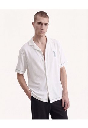 Camisa Resort Texturizada Para Hombre Marfil Seven Seven