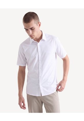 Camisa Esencial Manga Corta  Para Hombre Blanco Seven Seven