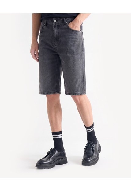 Bermuda Denim Regular  Para Hombre Negro Seven Seven
