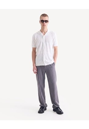 Camisa Resort En Crochet Para Hombre Blanco Seven Seven