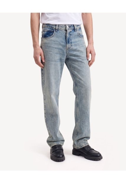 Jean Straight Dirty  Para Hombre Gris Seven Seven