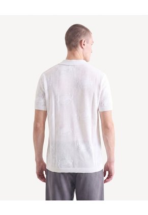 Camisa Resort En Crochet Para Hombre Blanco Seven Seven