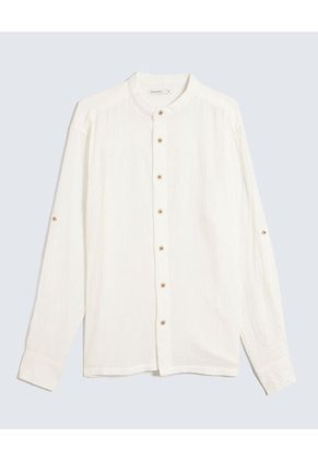 Camisa Para Hombre Manga Larga Sin Bolsillo Cuello Neru Color Marfil Marca Seven Seven #45012138