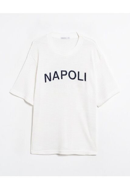 Camiseta Oversize Tejida  Para Hombre Marfil Seven Seven