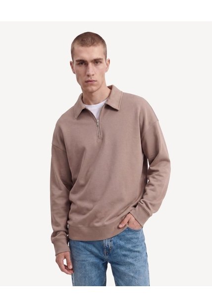 Buzo Half Zipper  Para Hombre Taupe Seven Seven