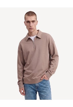 Buzo Half Zipper Para Hombre Taupe Seven Seven