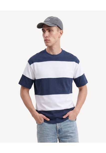 Camiseta Bloques Bicolor  Para Hombre Azul Seven Seven