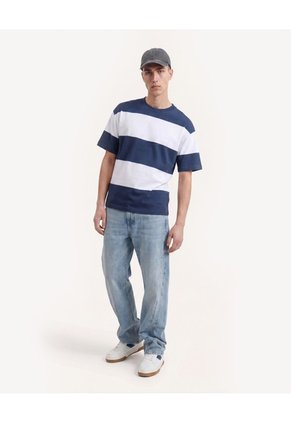 Camiseta Bloques Bicolor  Para Hombre Azul Seven Seven