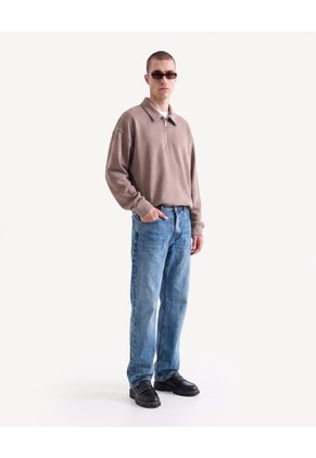Buzo Half Zipper Para Hombre Taupe Seven Seven