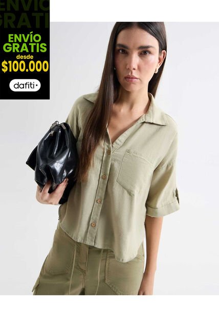 Blusa Para Mujer Manga Corta Color Beige Marca Seven Seven #28124011