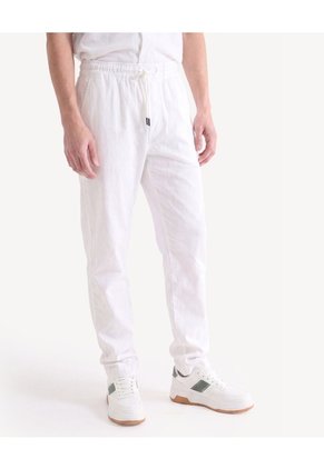 Pantalón Carrot En Lino Para Hombre Marfil Seven Seven