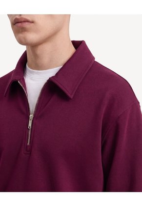 Buzo Half Zipper  Para Hombre Vino Seven Seven