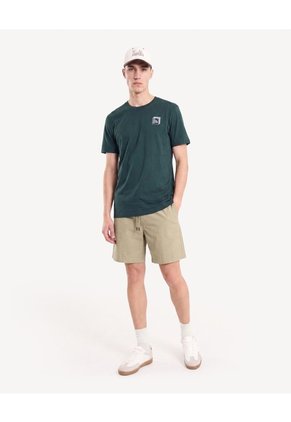 Camiseta Detalle Metalizado Para Hombre Verde Seven Seven