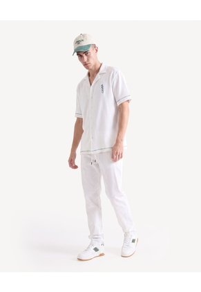 Pantalón Carrot En Lino Para Hombre Marfil Seven Seven