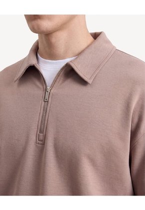 Buzo Half Zipper Para Hombre Taupe Seven Seven