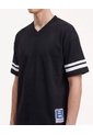 Camiseta Cuello V Con Textura  Para Hombre Negro Seven Seven de Seven Seven
