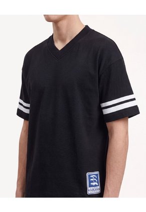 Camiseta Cuello V Con Textura  Para Hombre Negro Seven Seven