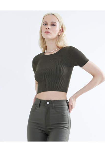 Camiseta Para Mujer Manga Corta Color Esmeralda Marca Seven Seven #28095602