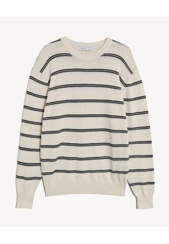 Buzo Rayado Relaxed  Para Hombre Beige Seven Seven Seven Seven