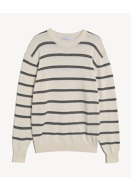 Buzo Rayado Relaxed  Para Hombre Beige Seven Seven
