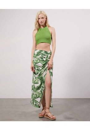 Camiseta  Para Mujer Crop Top Manga Sisa Color Verde Marca Seven Seven #28095595