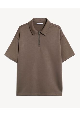 Polo Relaxed Zipper  Para Hombre Café Seven Seven Seven Seven
