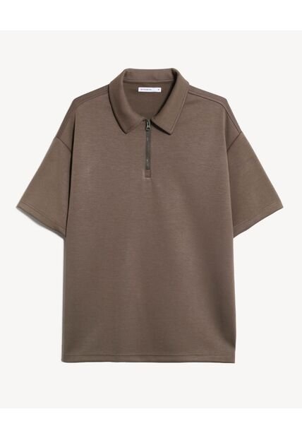 Polo Relaxed Zipper  Para Hombre Café Seven Seven