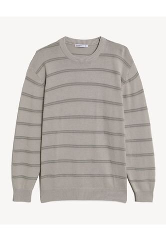 Buzo Rayado Relaxed  Para Hombre Café Seven Seven Seven Seven