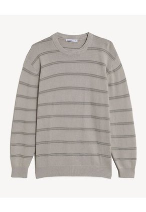 Buzo Rayado Relaxed Para Hombre Café Seven Seven
