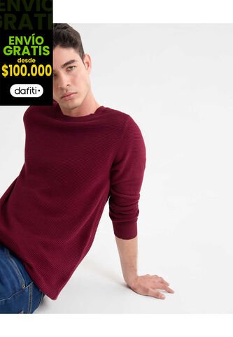 Saco Para Hombre Cuello Redondo Color Vino Marca Seven Seven #45330238 Seven Seven