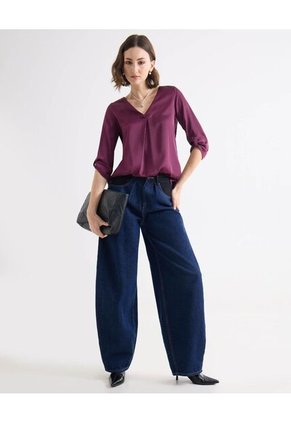 Blusa Para Mujer Manga 3/4 Color Vino Marca Seven Seven #28124090