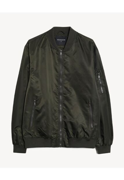 Chaqueta Bomber Con Cremallera  Para Hombre Café Seven Seven