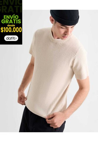 Camiseta Para Hombre Manga Corta Cuello Redondo Color Arena Marca Seven Seven #45092693 Seven Seven