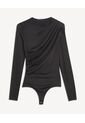 Body Drapeado De Manga Larga  Para Mujer Negro Seven Seven de Seven Seven