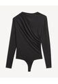 Body Drapeado De Manga Larga  Para Mujer Negro Seven Seven de Seven Seven
