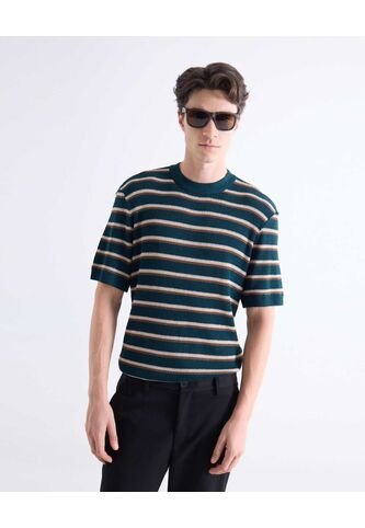 Camiseta Tejida Con Textura  Para Hombre Verde Seven Seven Seven Seven