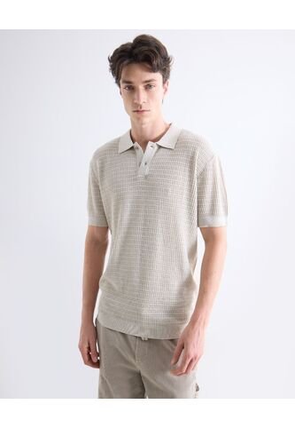 Polo Tejido Texturizado  Para Hombre Gris Seven Seven Seven Seven