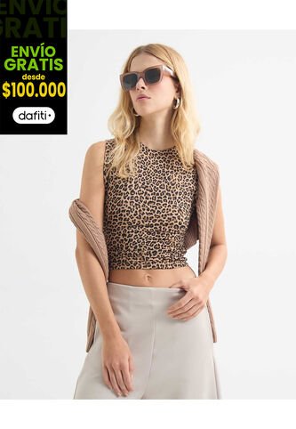 Camiseta Para Mujer Manga Sisa Cuello Redondo Color Camel Marca Seven Seven #28096185 Seven Seven