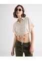 Blusa Crop Con Botones  Para Mujer Crudo Seven Seven de Seven Seven