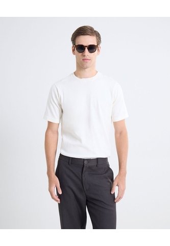 Camiseta Tejida Texturizada  Para Hombre Blanco Seven Seven Seven Seven