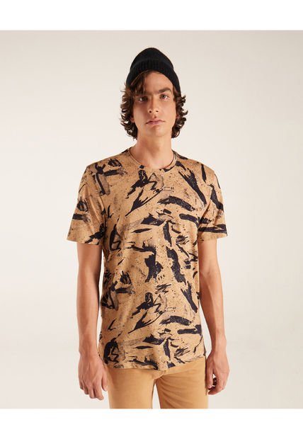 Camiseta Para Hombre Manga Corta Color Beige Marca Seven Seven #45092283