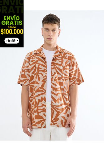 Camisa Para Hombre Manga Corta  Color Naranja Marca Seven Seven #45012073 Seven Seven