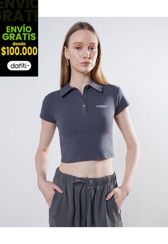 Camiseta Para Mujer Manga Corta Color Gris Oscuro Marca Seven Seven #28096015 Seven Seven