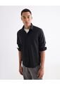 Camisa Regular Con Botonadura Frontal  Para Hombre Negro Seven Seven de Seven Seven