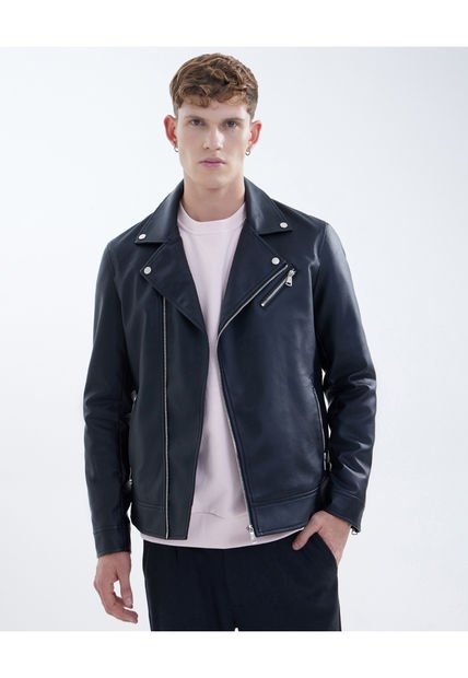 Chaqueta Para Hombre Pu Color Negro Marca Seven Seven #45080379