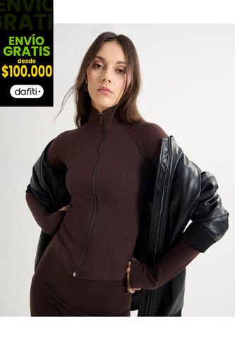 Buzo Para Mujer Zipper Color Cafe Oscuro Marca Seven Seven #28060457 Seven Seven