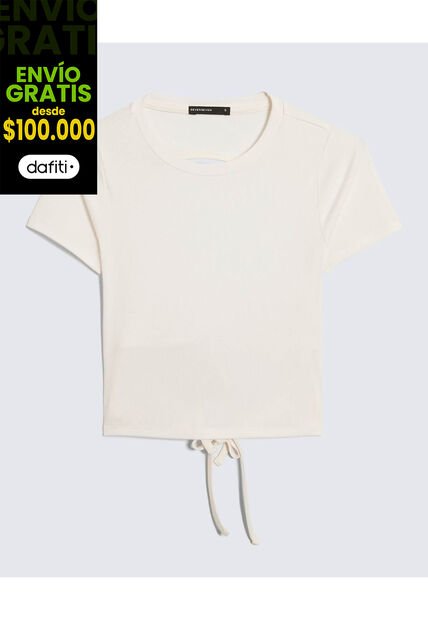 Camiseta Para Mujer Manga Corta Cuello Redondo Color Crudo Marca Seven Seven #28096304