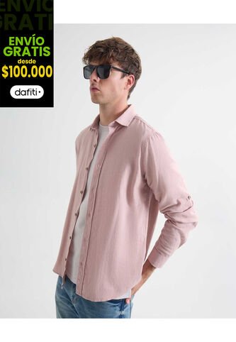 Camisa Para Hombre Manga Larga Cuello Casual M Color Rosa  Marca Seven Seven #45012104 Seven Seven